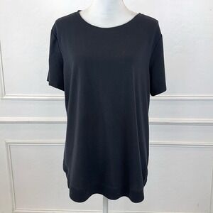 Danskin Womens XL Black Short Sleeve Crew Neck Activewear Loose Tee Shirt